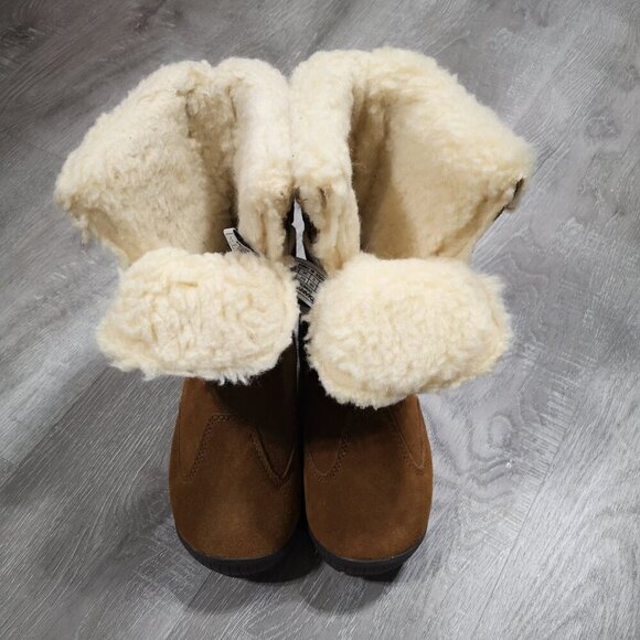 BearPaw Ladies Size 5 Tan Ophelia Sheepskin & Wool Blend Lined Winter Boots - Picture 9 of 10